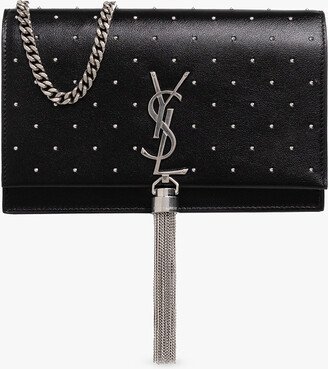 ‘Kate Tassel’ Wallet With Shoulder Strap - Black