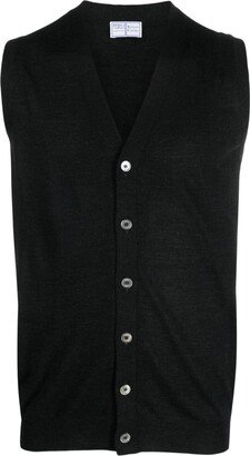 V-neck sleeveless virgin-wool cardigan