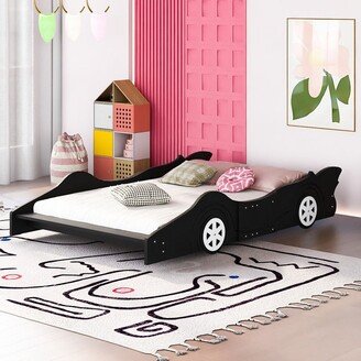 Full Size Race Car-Shaped Bed Platform Bed with Wheels