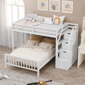 Twin over Full Bunk Bed with Staircase