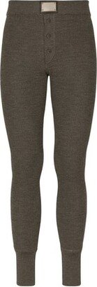 Wool fine-rib leggings