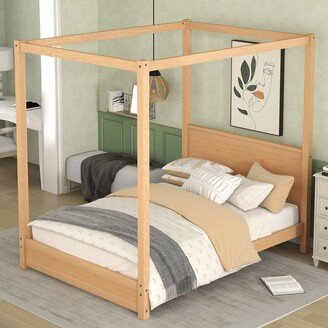 IGEMAN Full Size Canopy Platform Bed with Headboard and Support Legs