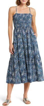 Change of Scenery Kristen Smocked Tiered Cotton Cover-Up Midi Dress