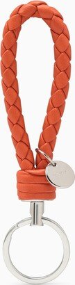 Orange keyring in woven leather