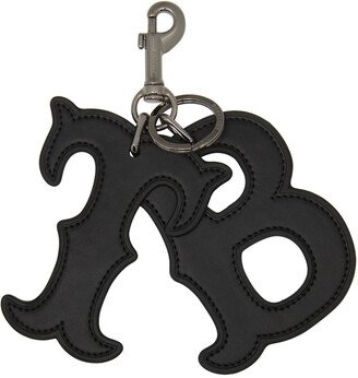 Black Two-Piece Leather Keychain