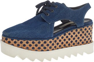 Blue Cut Out Denim Elyse Platform Derby Sneakers Size 35