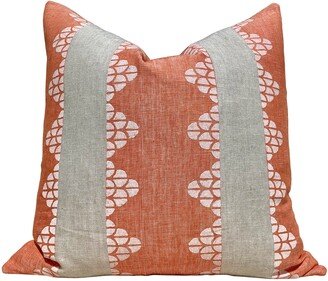 Thibaut Dhara Stripe Pillow in Coral. Lumbar Striped Accent Cover, Decorative Sham, Designer Pillows, Throw