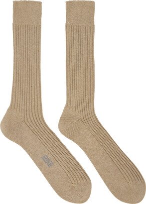 Beige Rib Socks