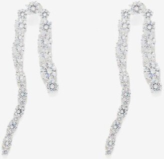 Cubic Zirconia & Rhodium-plated Drop Earrings