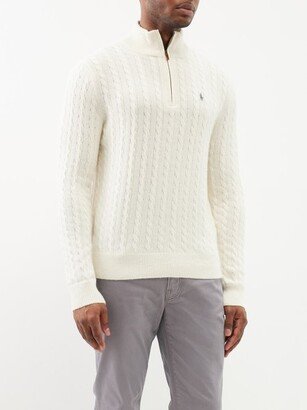 Quarter-zip Cable-knit Wool-blend Sweater