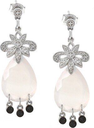 Gemstones Silver 0.1 Ct. Tw. Diamond & Grey Agate Earrings