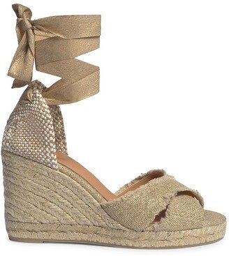 Bluma 80MM Linen Espadrille Wedge Sandals