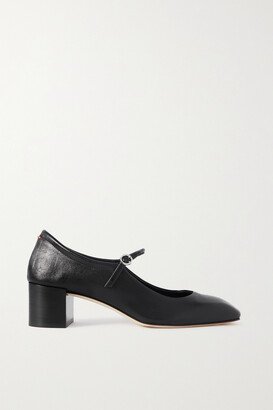 Aline Leather Mary Jane Pumps - Black-AA