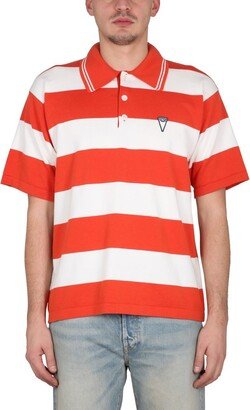 Logo Patch Striped Polo Shirt-AA