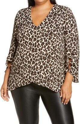 Animal Print Flutter Sleeve Georgette Blouse