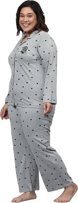 Instafab Plus Women Printed Full Sleeve Night Suit-AA