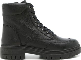 Panelled Lace-Up Leather Boots