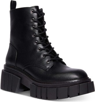 Philly Womens Faux Leather Lug Sole Combat & Lace-up Boots