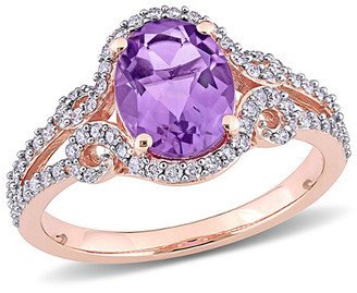 14K Rose Gold 2.33 Ct. Tw. Diamond & Amethyst Ring