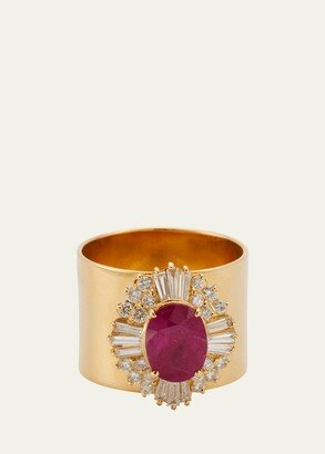 YUTAI Ruby and Diamond Revive Ring in Yellow Gold