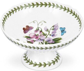 Botanic Garden Scalloped Edge Footed Bowl, Porcelain Serving Bowl - Sweet Pea Motif,7 Inch