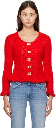 Red Ruffled Cardigan