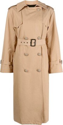 Double-Breasted Belted Trench Coat-AE