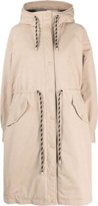 Long-Line Drawstring Parka Coat