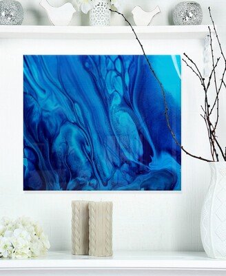 Designart 'Dark Blue Abstract Acrylic Paint Mix' Abstract Art On Metal Wall Art Panel - 20 X 12