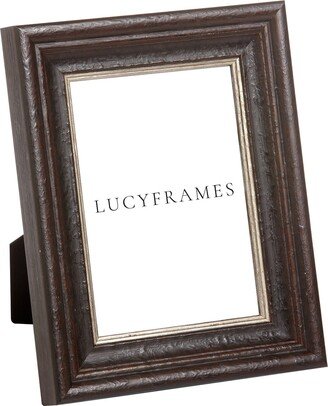 Vala Brown & Silver Frame. Traditional Home Décor. Simple Photo Raw Solid Wood Tabletop Modern