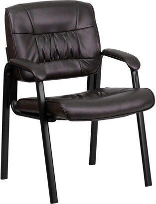 Emma+oliver Executive Reception Chair With Powder Coated Frame - Brown leathersoft/black frame