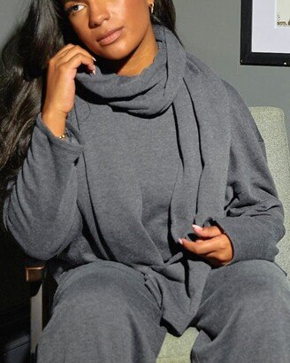 Women's Charcoal Charcoal Fleece Tunic with Neck Wrap by @monetmcmichael