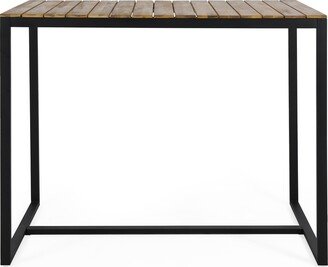 Elkhart Outdoor Modern Industrial Acacia Wood Bar Table by 51.25 W x 27.50 D x 40.25 H