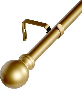 Window Curtain Rod 1 Metal Curtain Rod with Round Finials - 28 to 48, Gold