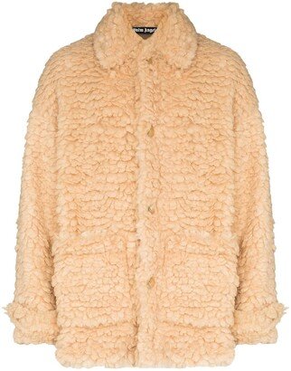 Faux-Shearling Single-Breasted Short Coat