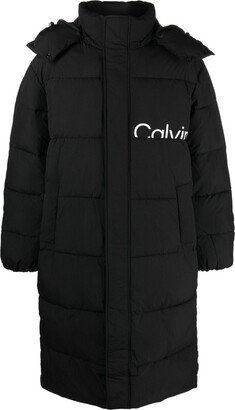 Logo-Print Padded-Design Coat