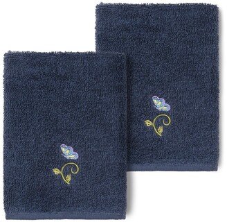 Midnight Blue Rebecca Embellished Washcloth - Set of 2