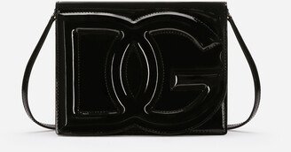 Patent leather crossbody bag with logo