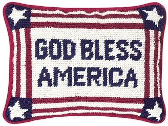 6.5 x 9 God Bless America July 4th Needlepoint Petite Throw Pillow