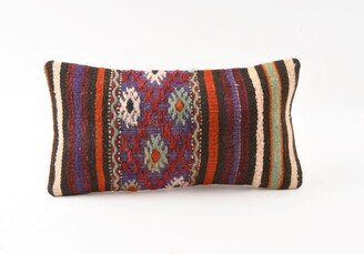 Bohemian Kilim Pillow, Turkish Antique Livingroom Decor, Turkey Sofa Aztec Lumbar Boho Decor