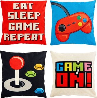 Juvale 4 Pack Decorative Gaming Themed Kids Throw Pillow Cover, 4 Designs