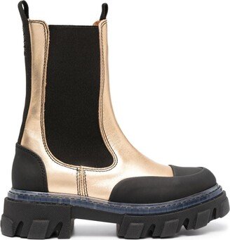 metallic-leather chunky Chelsea boots