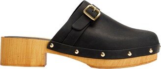 Embellished Leather Clogs Mules & Clogs Black