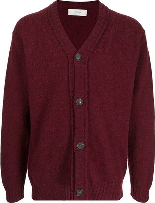 brushed V-neck wool cardigan