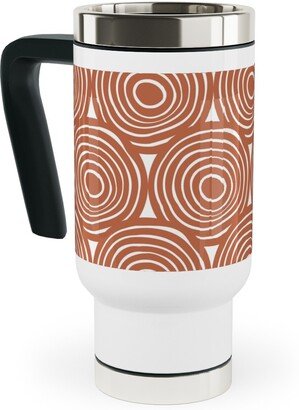 Travel Mugs: Overlapping Circles - Terracotta Travel Mug With Handle, 17Oz, Brown