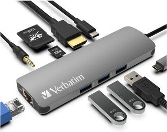 Verbatim 9-in-1 USB C Hub Adapter with 4K HDMI, 100W Power Delivery, USB 3.0, SD Card Readers, Gigabit LAN, 3.5mm Port for USB C Laptops