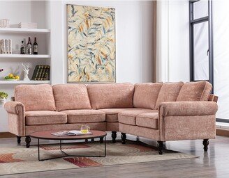 RASOO L-shape Sectional Sofa Corner Sofa Living Room Comfort Chenille Upholstered Lounge Couch