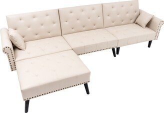 Convertible Tufted Sleeper Corner Sectional Sofa Bed,L-Shape Sectional Sofa