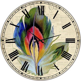 Designart Colorful Elegant Feather Ii Large Cottage Wall Clock - 36 x 36