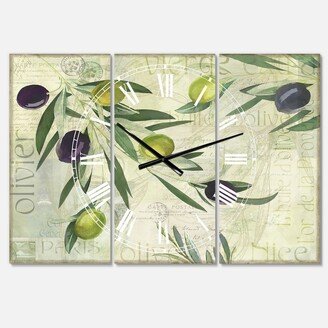 Designart Olives De Nice Oversized Cottage 3 Panels Wall Clock - 38 x 38 x 1